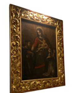 Dipinto raffigurante Madonna del Rosario Epoca inizio XVIII secolo