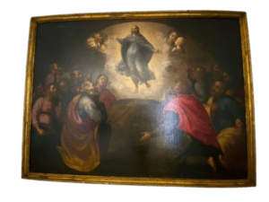 Maestoso dipinto epoca prima metà del XVII secolo Cornice coeva Dim.220 x 115cm
